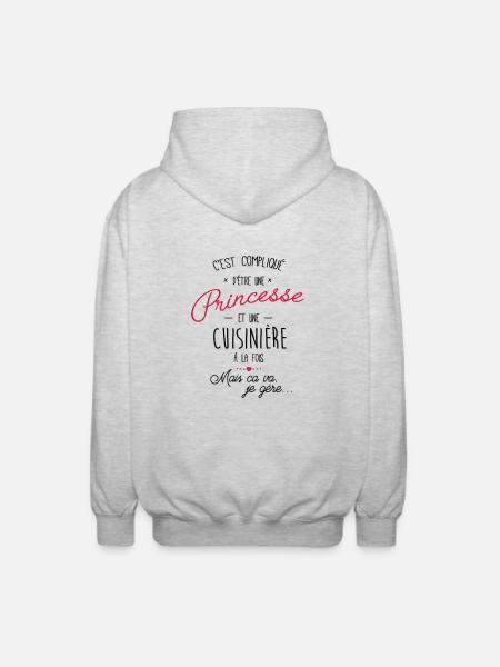 Princesse et cuisinière - Veste à capuche unisexe - gris clair chiné