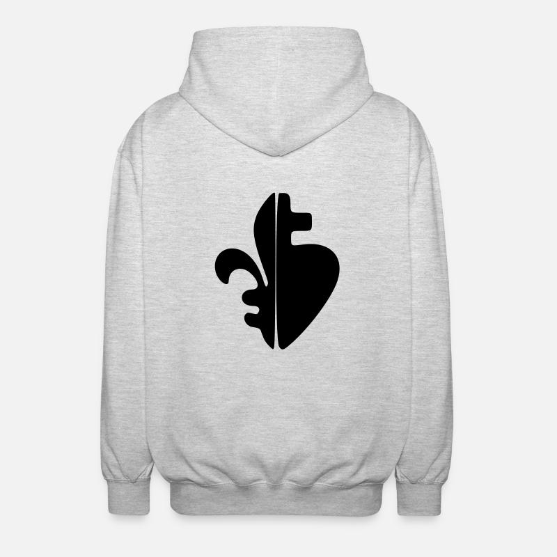 Sacre-Coeur & Fleur de Lys - Unisex Kapuzenjacke - Hellgrau meliert