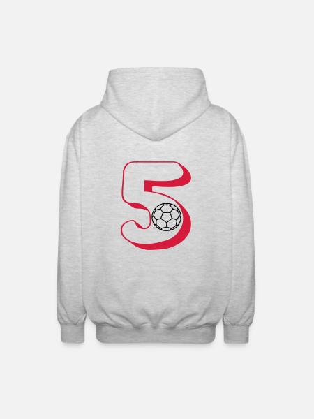 Number 5 handball player - Unisex Hooded Jacket - light heather grey