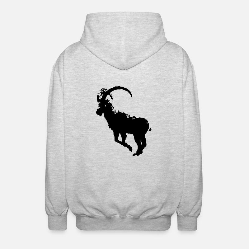 steinbock_sprung - Unisex Kapuzenjacke - Hellgrau meliert