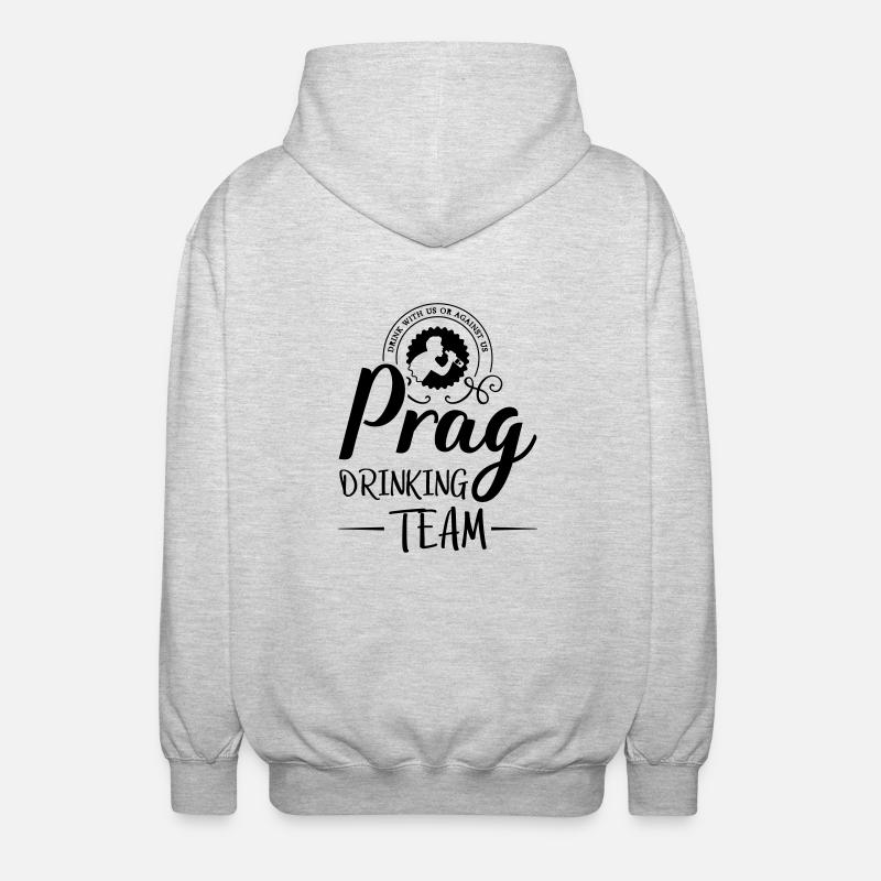 prag drinking team design - Unisex Kapuzenjacke - Hellgrau meliert