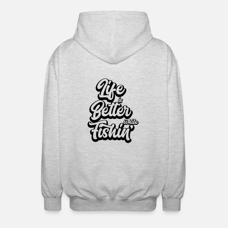 Life Is Better While Fishin' - Unisex Kapuzenjacke - Hellgrau meliert