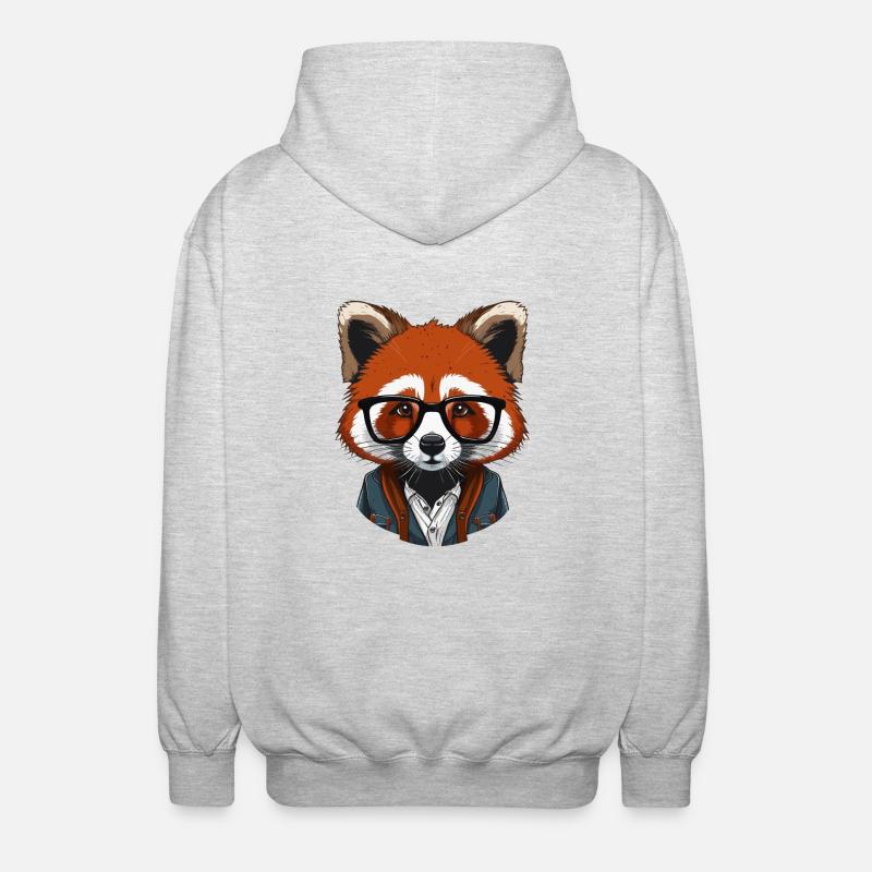 Red Panda en hipster - Veste à capuche unisexe - gris clair chiné