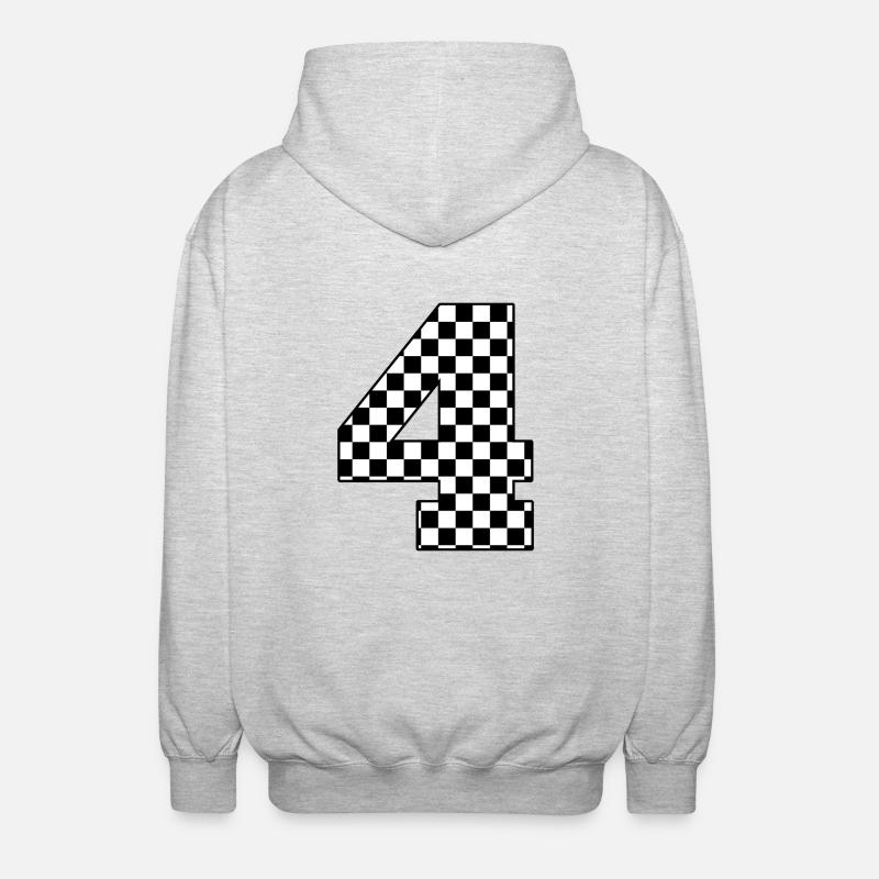 Nummer 4 kariert - Unisex Kapuzenjacke - Hellgrau meliert
