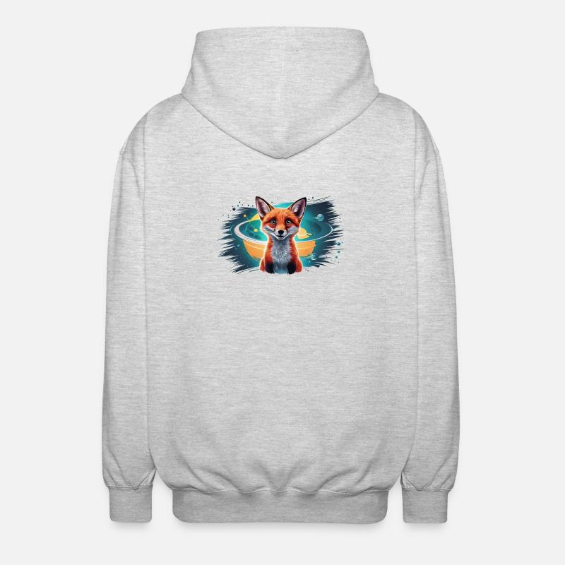 Fuchs - Illustration - Unisex Kapuzenjacke - Hellgrau meliert
