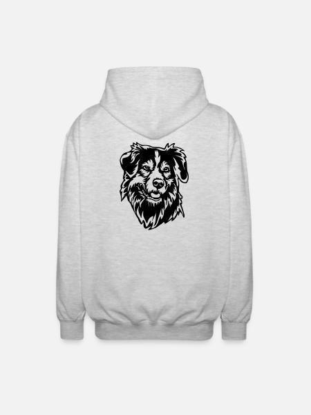 Australian Shepherd Head - Unisex Hooded Jacket - light heather grey