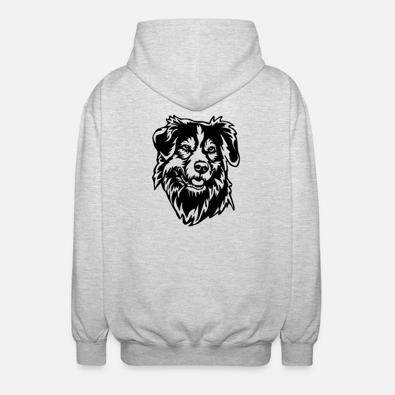 Australian Shepherd Kopf - Unisex Kapuzenjacke - Hellgrau meliert