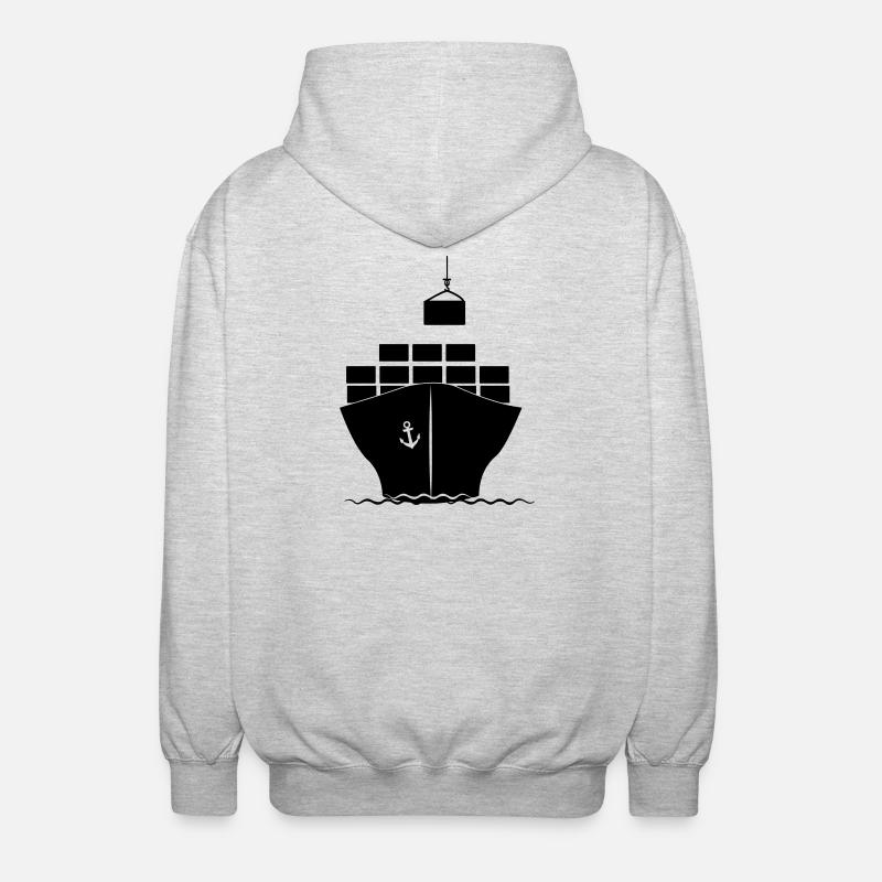 Seecontainerboot mit Kranbeladung - Unisex Kapuzenjacke - Hellgrau meliert