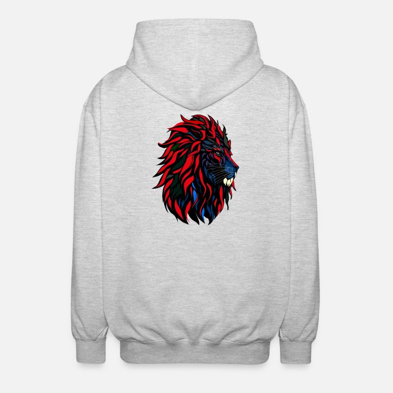 Lionhead - Löwenkopf - Unisex Kapuzenjacke - Hellgrau meliert