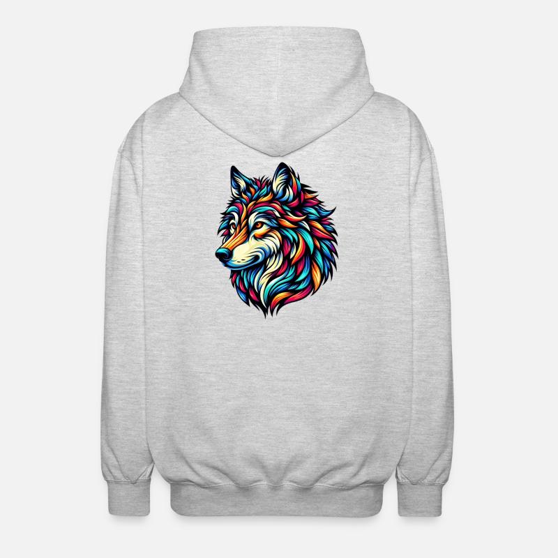 Wolf - Unisex Kapuzenjacke - Hellgrau meliert