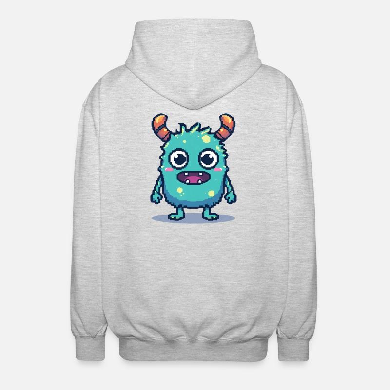 8-bit simpatico pixel monster stile retrò anni '90 - Felpa unisex con cappuccio - grigio chiaro melange