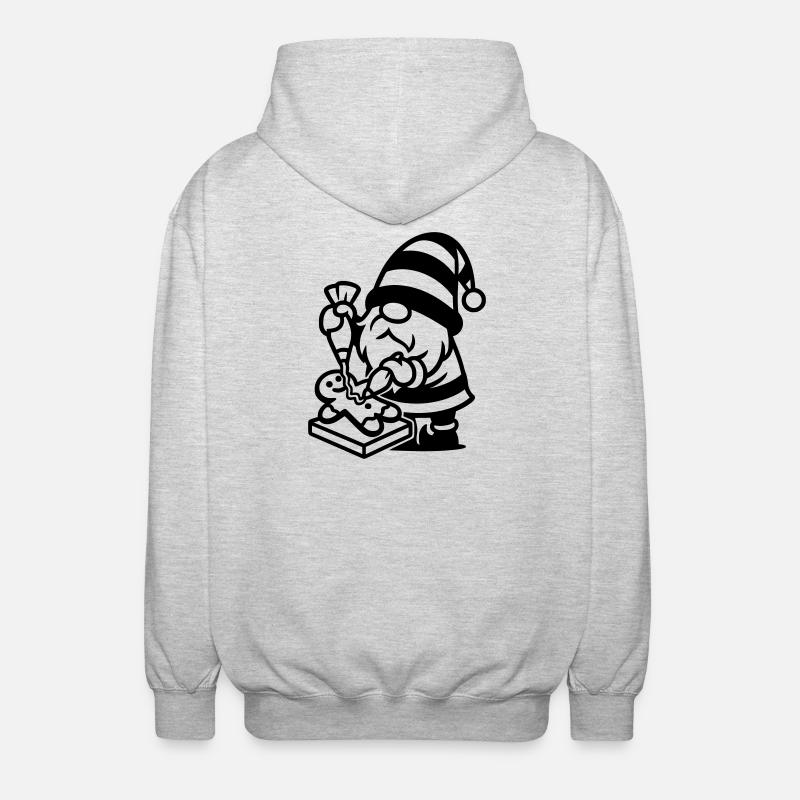 Gingerbread Baking Gnome - Unisex Hooded Jacket - light heather grey