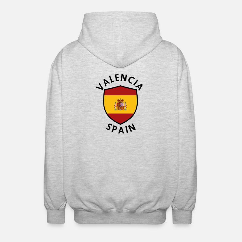 Valencia Spain Shield Pattern - Unisex Hooded Jacket - light heather grey