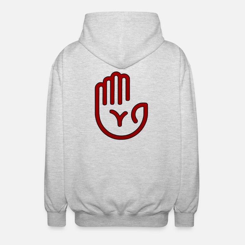 Empreinte de main Red Minimal - Veste à capuche unisexe - gris clair chiné