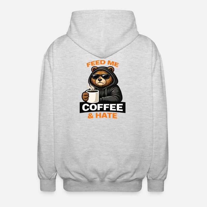 Grumpy Bear Coffee Attitude - Unisex Hooded Jacket - light heather grey