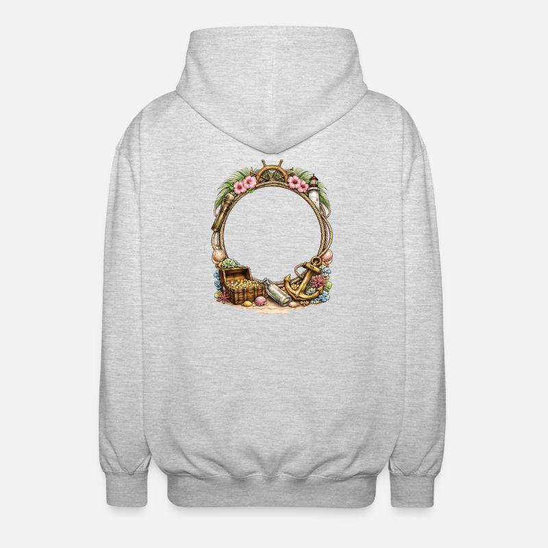Maritime frame with treasure and anchor - Unisex Hooded Jacket - light heather grey