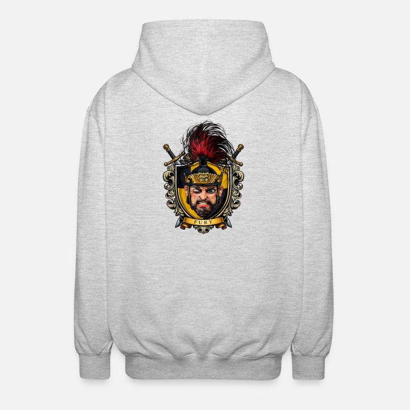 Fury Shield Warrior Crest - Unisex Hooded Jacket - light heather grey