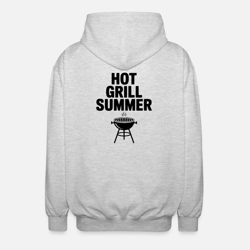 Hot Grill Summer - Unisex Kapuzenjacke - Hellgrau meliert