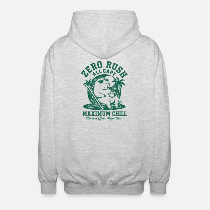 Zero Rush Capybara Chill - Unisex Kapuzenjacke - Hellgrau meliert