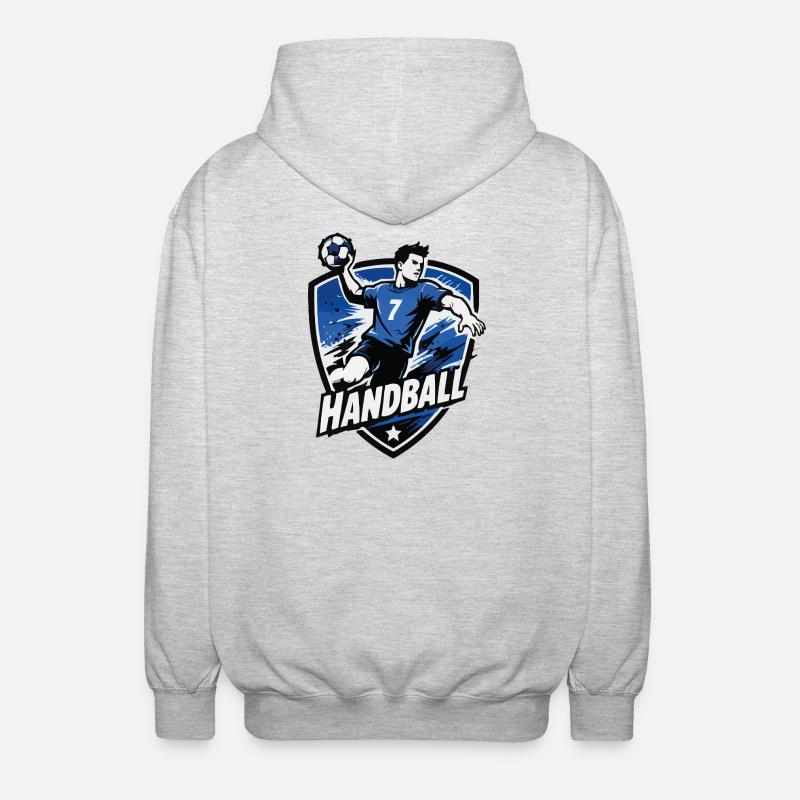 Bouclier bleu de l’attaquant de handball - Veste à capuche unisexe - gris clair chiné