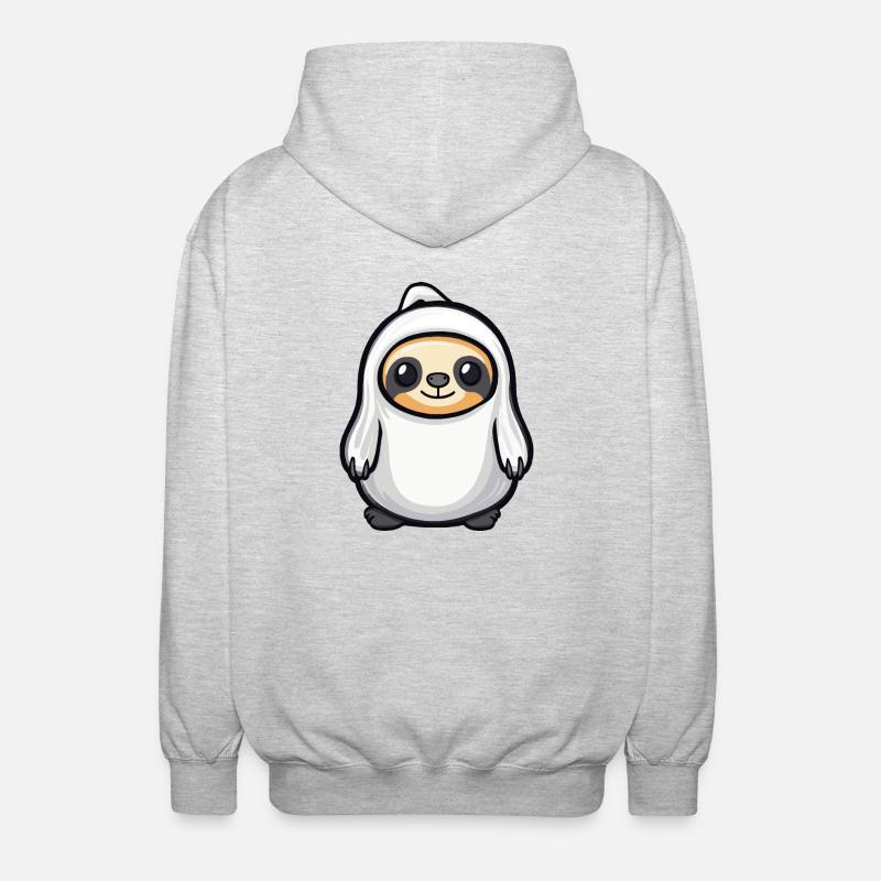 Sloth Halloween Comic Ghost - Unisex Hooded Jacket - light heather grey
