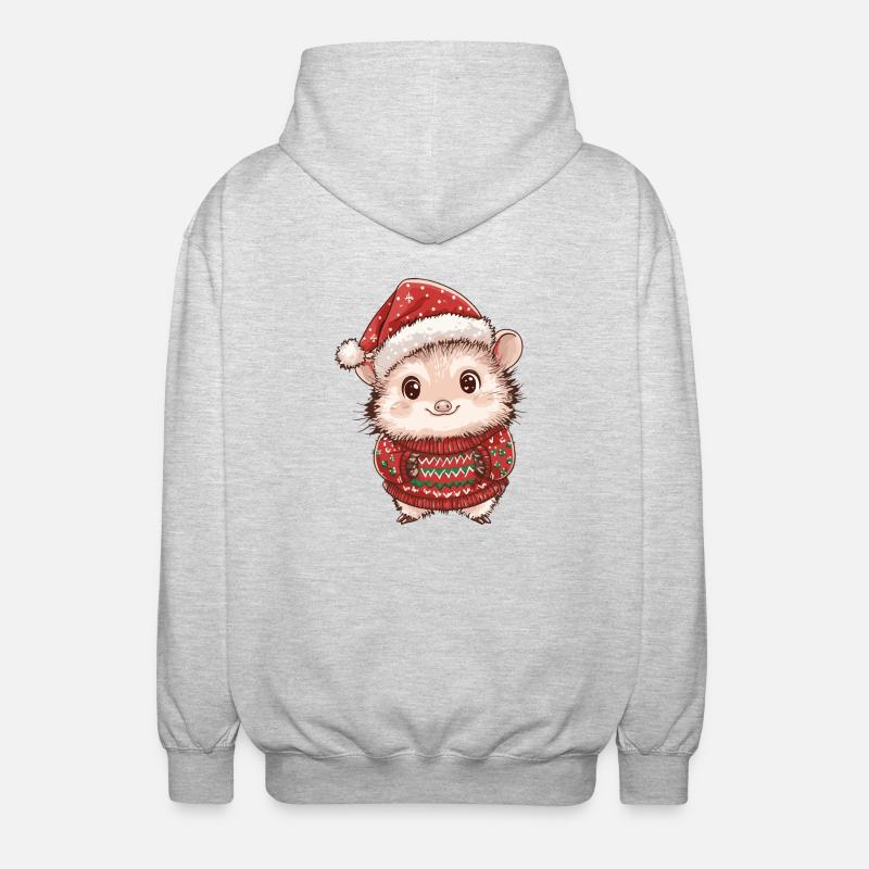 Igel Weihnachten Comic - Unisex Kapuzenjacke - Hellgrau meliert