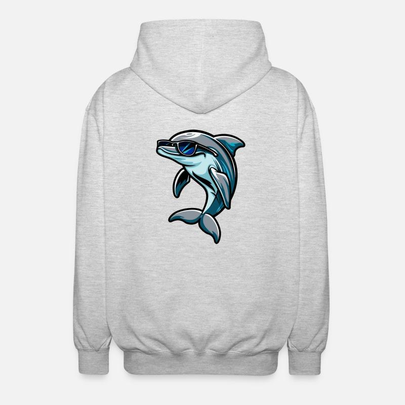 Dolphin Comic Cool - Unisex Hooded Jacket - light heather grey