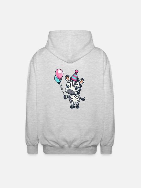 Zebra Birthday Baby - Unisex Hooded Jacket - light heather grey
