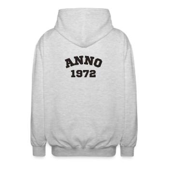 Anno 1972 Geburtstag Geburtsjahr - Unisex Kapuzenjacke - Hellgrau meliert - Hinten - AI Model Male 185 light (185cm)
