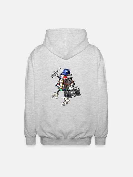 80s Retro Funky Design - Unisex Hooded Jacket - light heather grey