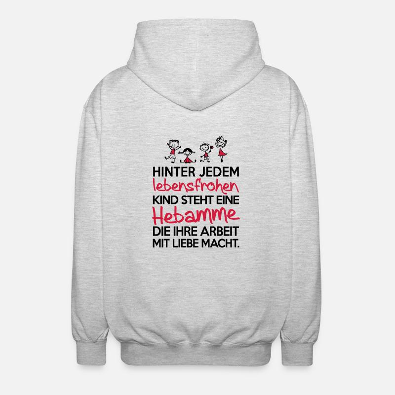 Hebamme mit Liebe - Unisex Kapuzenjacke - Hellgrau meliert