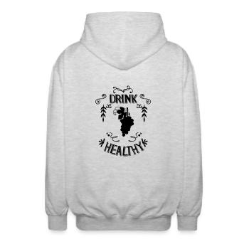 Drink Healthy - Unisex Kapuzenjacke - Hellgrau meliert - Hinten - AI Model Male 185 light (185cm)
