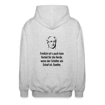 Goethe: Freilich ist's auch kein Vorteil für die - Unisex Kapuzenjacke - Hellgrau meliert - Hinten - AI Model Male 185 light (185cm)