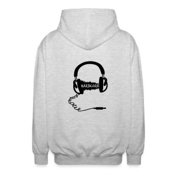 Kopfhörer Audio Wave Motiv : Hardcore Musik - Unisex Kapuzenjacke - Hellgrau meliert - Hinten - AI Model Male 185 light (185cm)