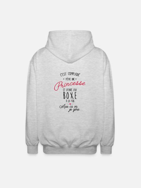 princesse et Boxe - boxeuse - Veste à capuche unisexe - gris clair chiné