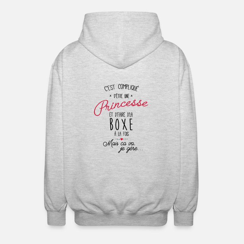 princesse et Boxe - boxeuse - Veste à capuche unisexe - gris clair chiné
