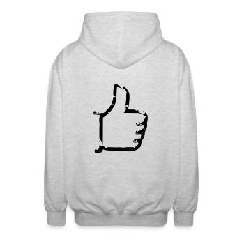 Gefällt mir - Daumen hoch - Comic - Unisex Kapuzenjacke - Hellgrau meliert - Hinten - AI Model Male 185 light (185cm)