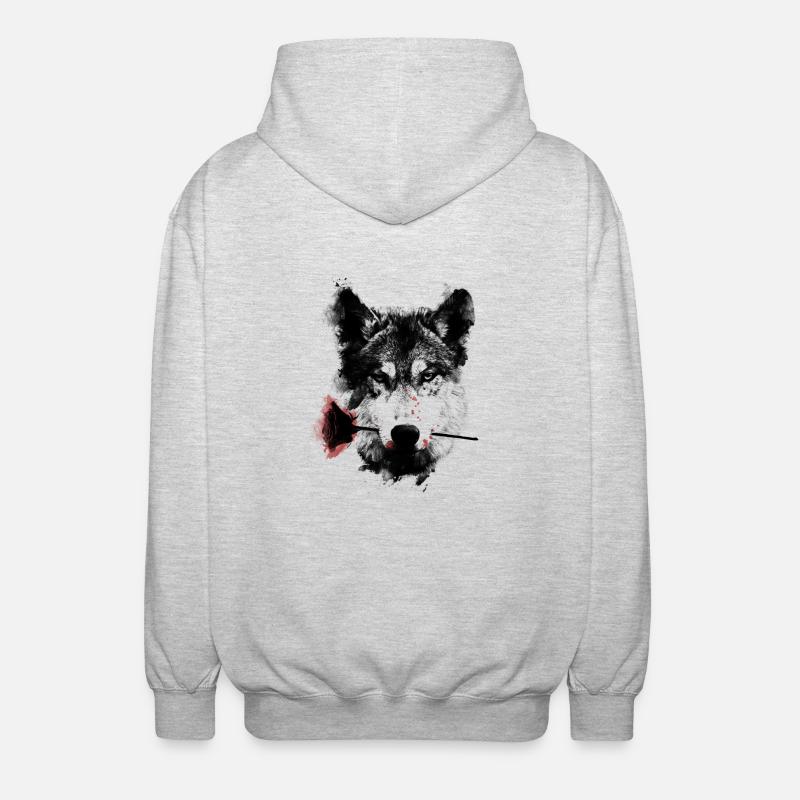 Wolf Lover - Unisex Kapuzenjacke - Hellgrau meliert