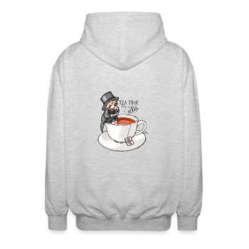 tea time like a Sir with Earl Grey - Unisex Kapuzenjacke - Hellgrau meliert - Hinten - AI Model Male 185 light (185cm)