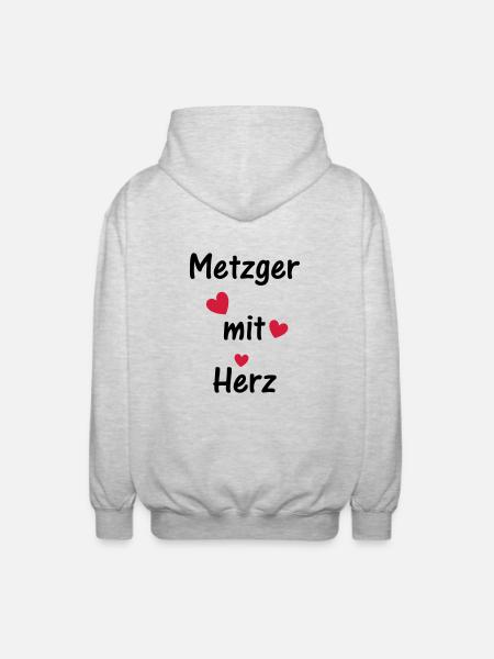 Metzger mit Herz - Unisex Kapuzenjacke - Hellgrau meliert