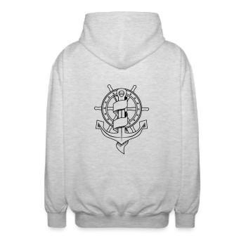 klassic_tattoo_vector - Unisex Kapuzenjacke - Hellgrau meliert - Hinten - AI Model Male 185 light (185cm)