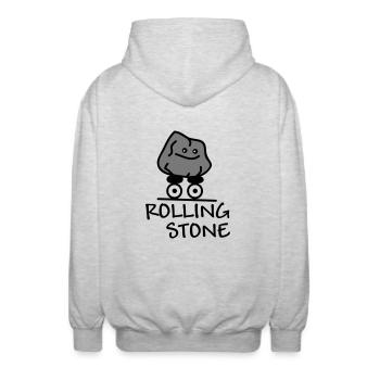 Rolling Stone - Unisex Kapuzenjacke - Hellgrau meliert - Hinten - AI Model Male 185 light (185cm)