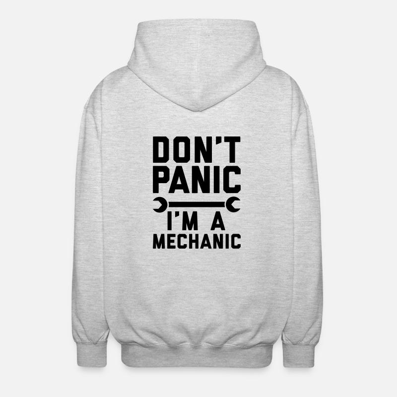 Don't panic i'm a mechanic - Veste à capuche unisexe - gris clair chiné