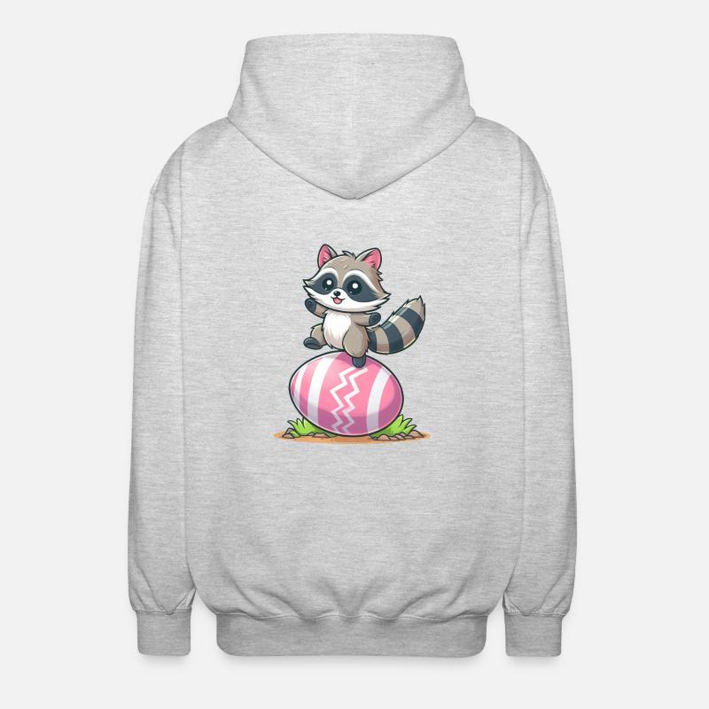 Easter Raccoon Easter Egg - Unisex Hooded Jacket - light heather grey