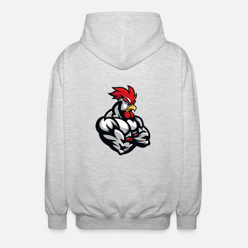 Hahn Comic - Unisex Kapuzenjacke - Hellgrau meliert