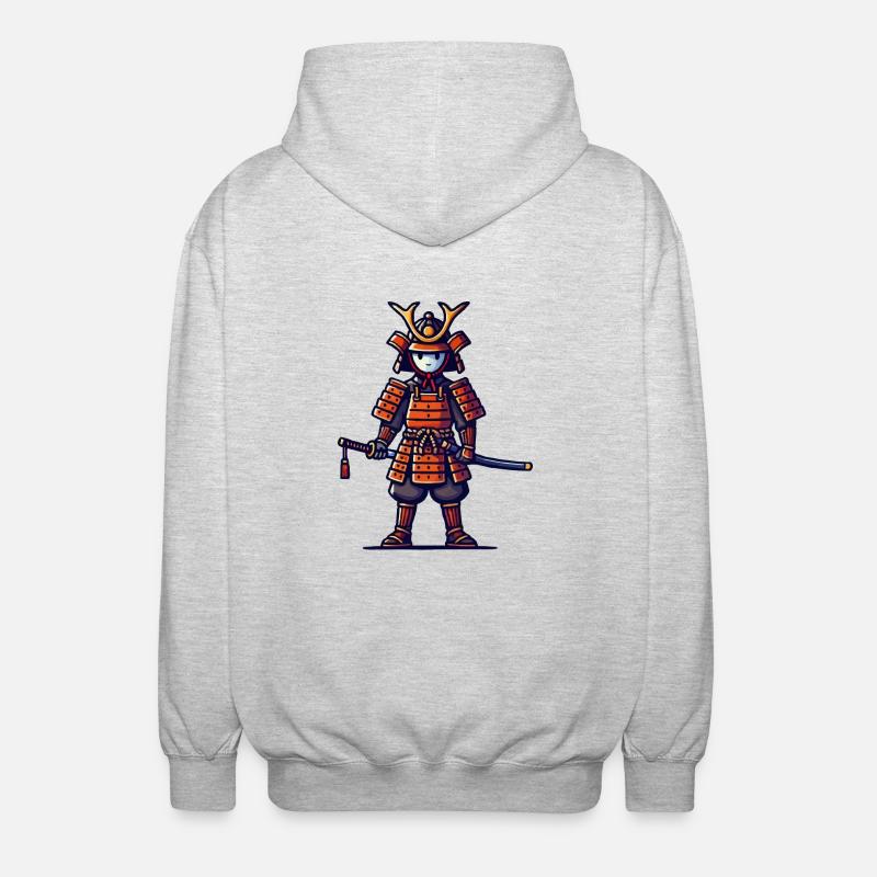 Samurai Comic - Unisex Kapuzenjacke - Hellgrau meliert