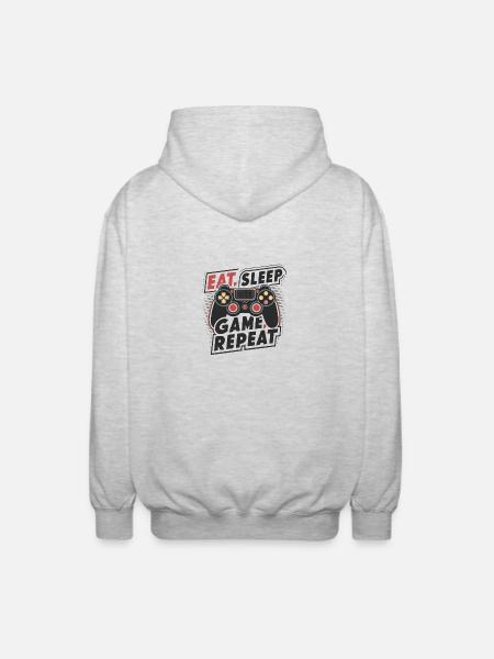 Eat, Sleep, Game, Repeat - Unisex Hooded Jacket - light heather grey