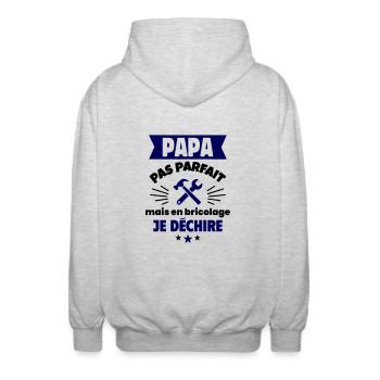 Papa pas parfait, mais en bricolage je déchire - Veste à capuche unisexe - gris clair chiné - Dos - AI Model Male 185 light (185cm)