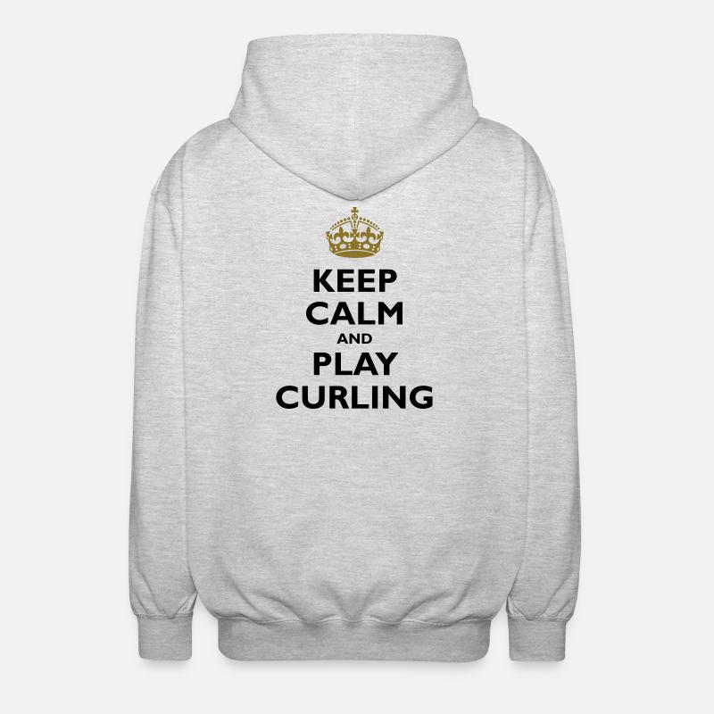 Keep calm and play curling - Unisex Kapuzenjacke - Hellgrau meliert