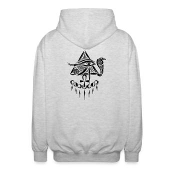 Horus Auge Horusauge - Unisex Kapuzenjacke - Hellgrau meliert - Hinten - AI Model Male 185 light (185cm)